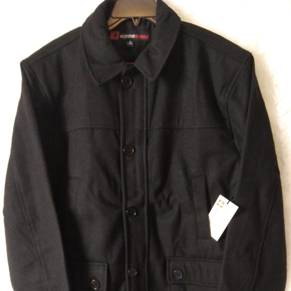 Alpine Swiss Wyatt Black Coat Men's XL Wool Blend
